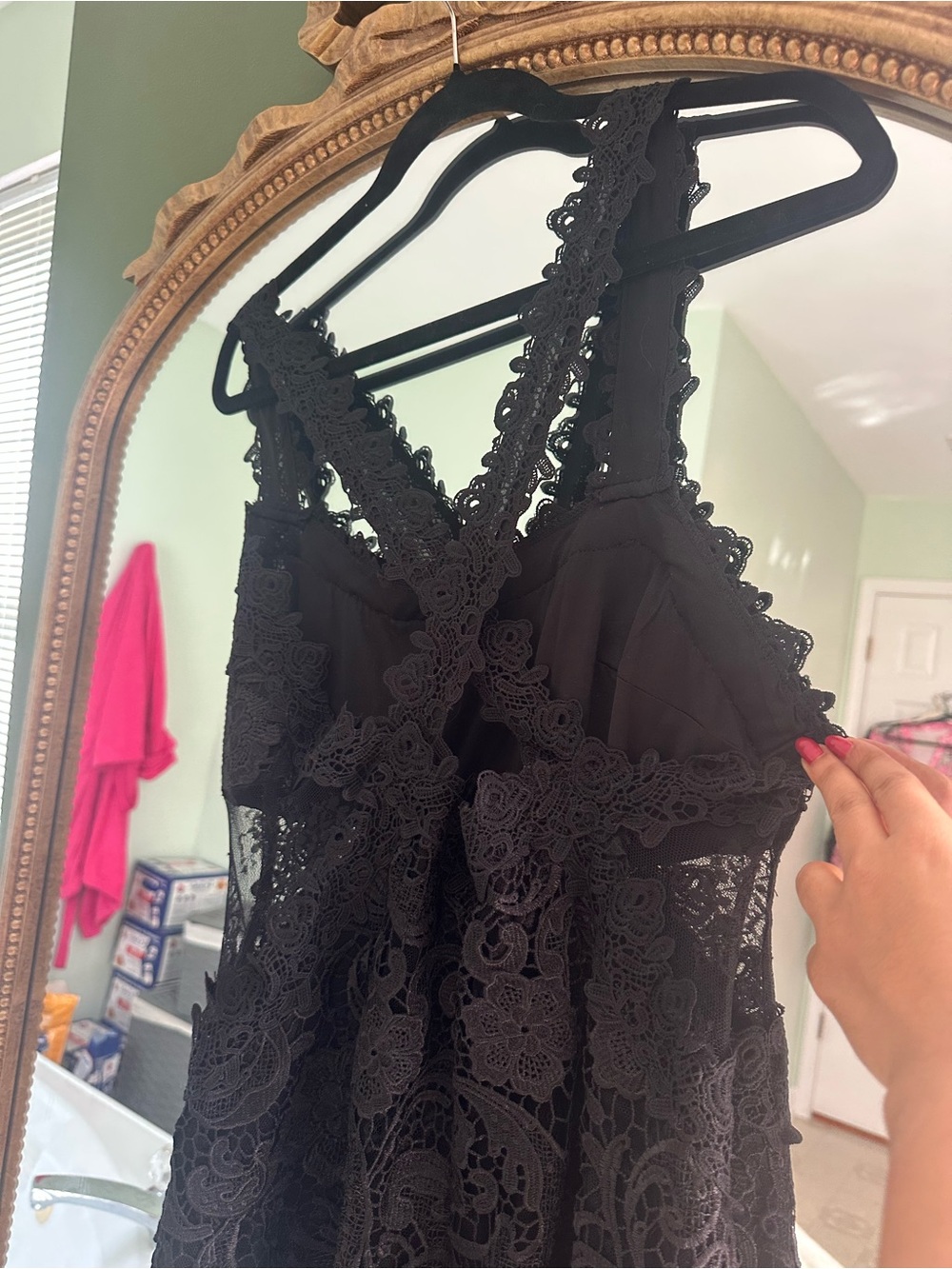 VENUS Black Floral Lace Mini Dress - Picture 4 of 5